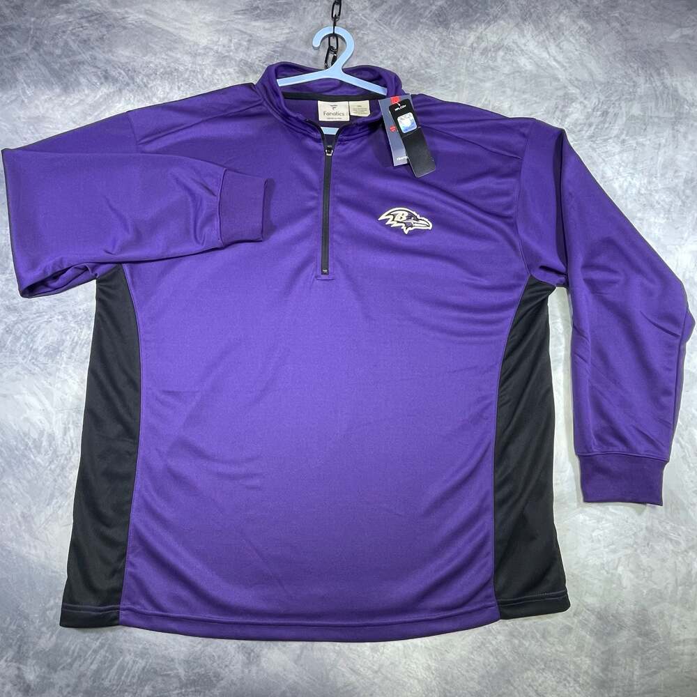 Fanatics Baltimore Ravens Big & Tall 1/4 Zip Pullover Top Purple/Black 3XL NWT